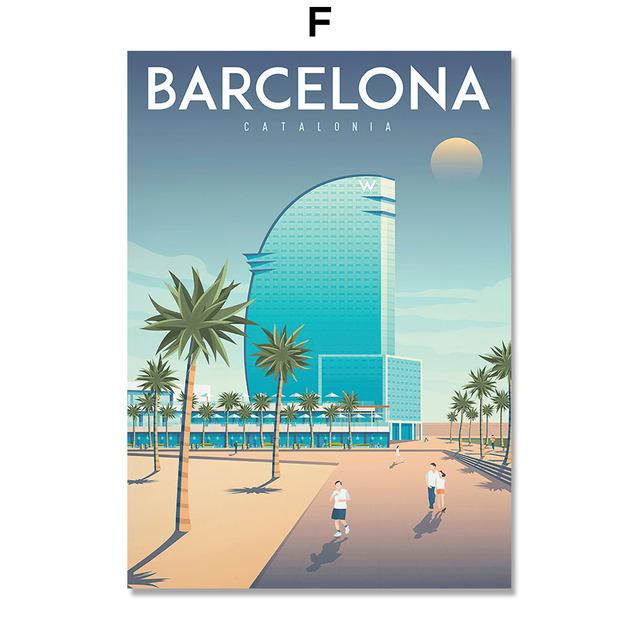 World Famous Landmark Building Illustration Nordic Art Wall Posters And Prints Canvas Painting Pictures For Living Room Decor