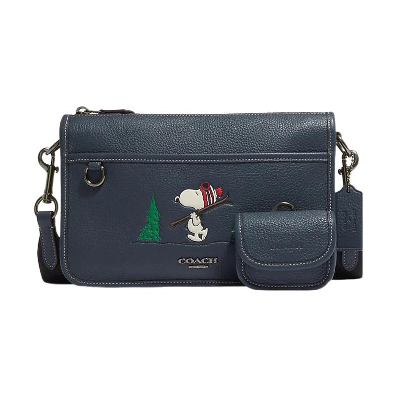 COACH crossbody bag Peanuts Snoopy Collaboration Heritage 25 Zipper closure Snoopy graphic print Refined pebbled leather Shoulder Medium Women's Dark