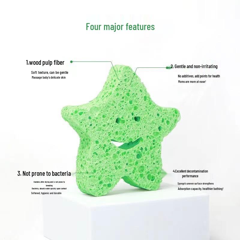 Adorable Cartoon Compressed Wood Pulp Children's Bath Sponge - Water Absorbent & Soft Scouring Pad