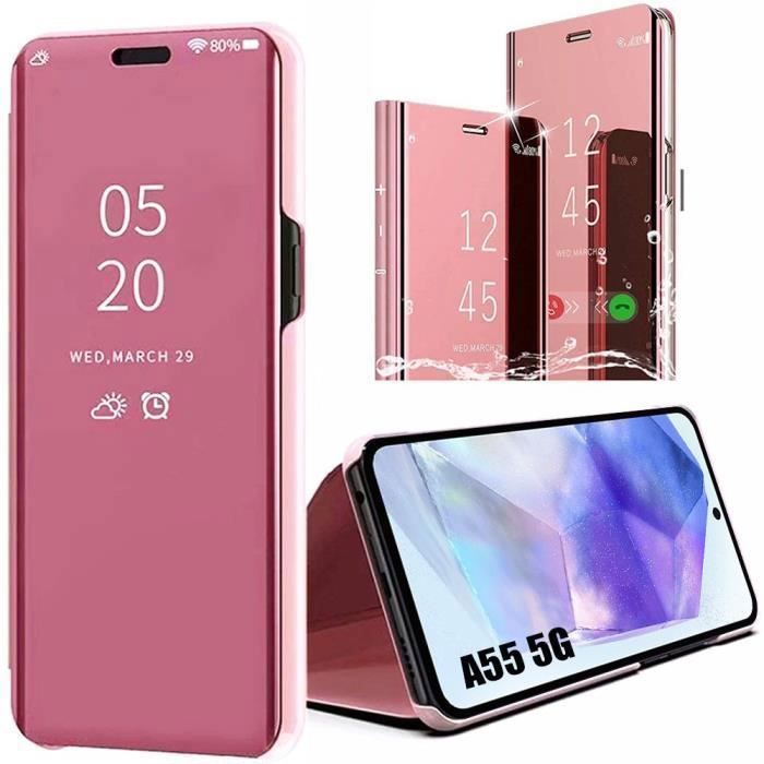 Coque de protection - booling - samsung galaxy a55 5g - rose - clear view - antichoc