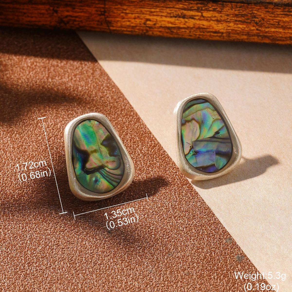 French retro temperament abalone shell niche stud earrings 2026 new high sense medieval vintage light luxury earrings
