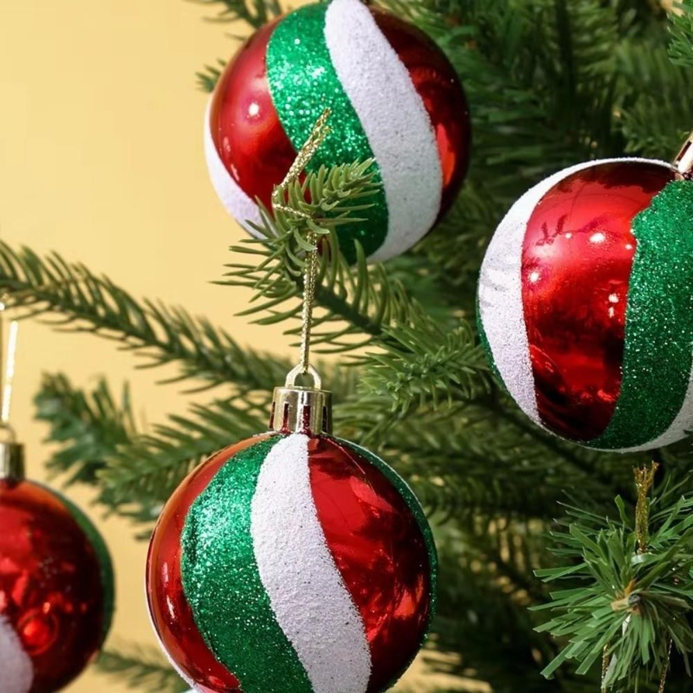 6Pcs/Set 6cm Glitter Christmas Ball Set Colorful Glitter Xmas Hanging Ball  Holiday Decor