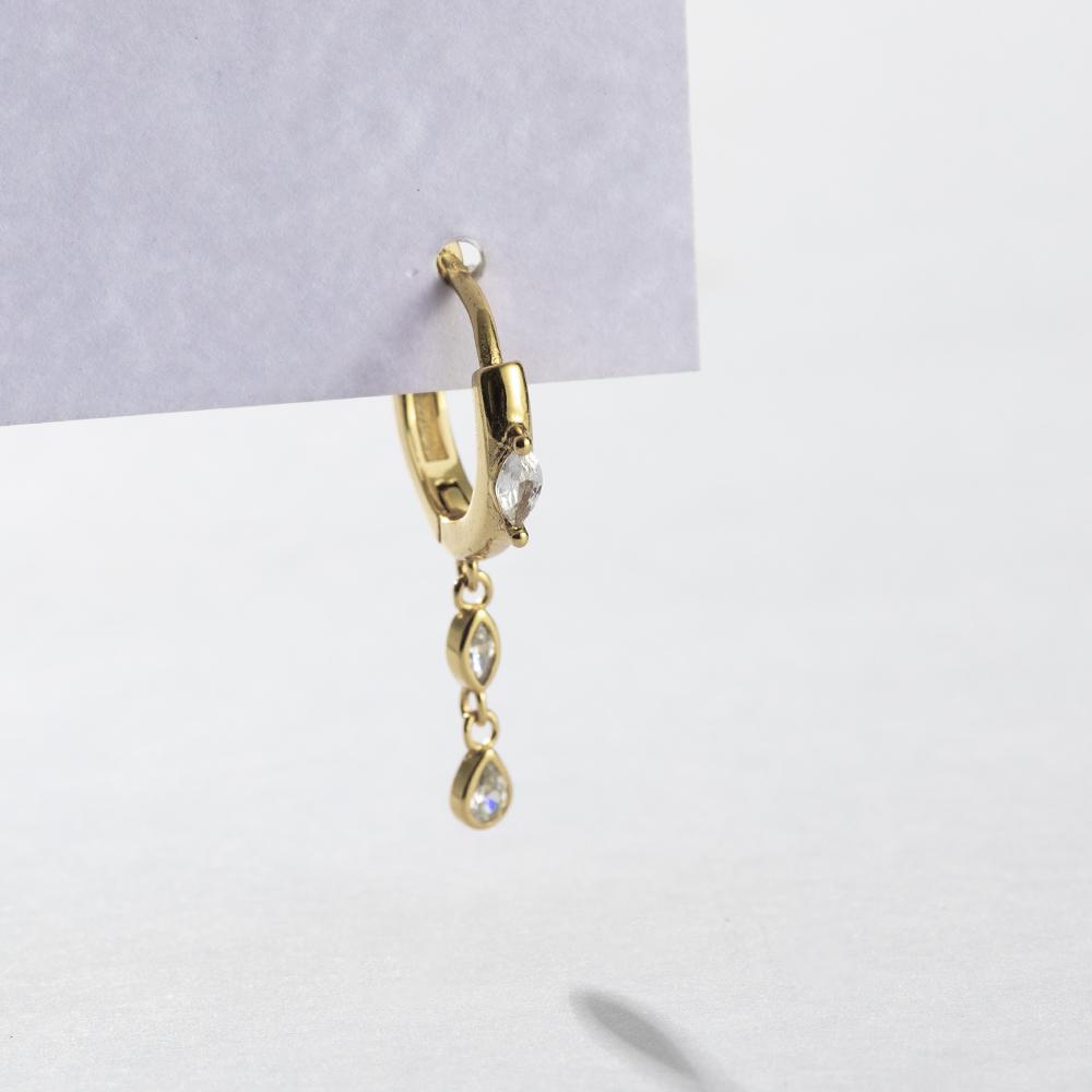 ANDYWEN 925 Sterling Silver Gold  CZ Piercing Huggies Clips Pendientes Drop Earring 2023 Fine Jewelry Gift
