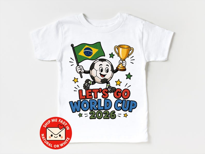 Let s Go Brazil Kids T-Shirt, World Cup Soccer Fan Shirt, Brazil Kids Tee 130