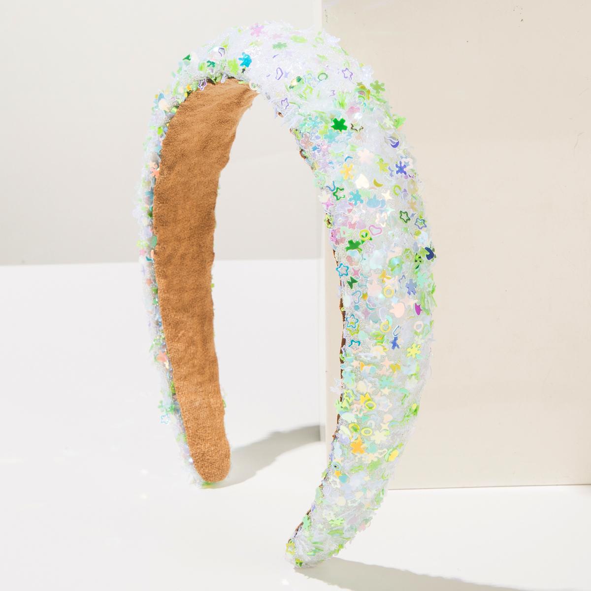 

Корейская повязка на голову с высококачественными цветными пайетками, универсальный аксессуар для лица и волос для женщин, элегантная блестящая повязка на голову Hairbands