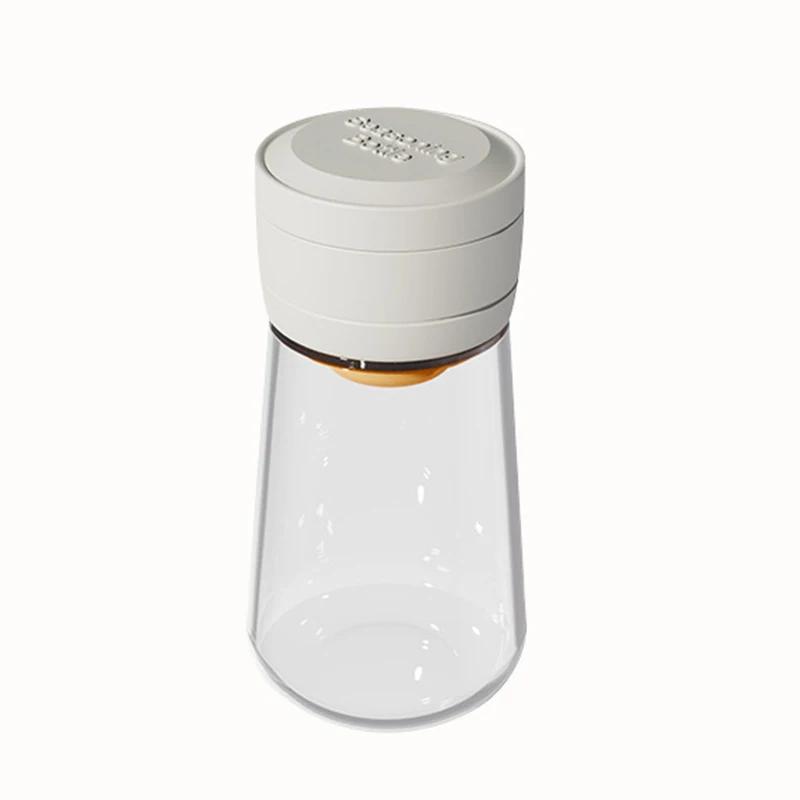 

1pcs Salt Dispenser Glass Seasoning Jar Airtight Moisture Proof Kitchen Salt Shaker for BBQ Even Seasoning Distribution серый