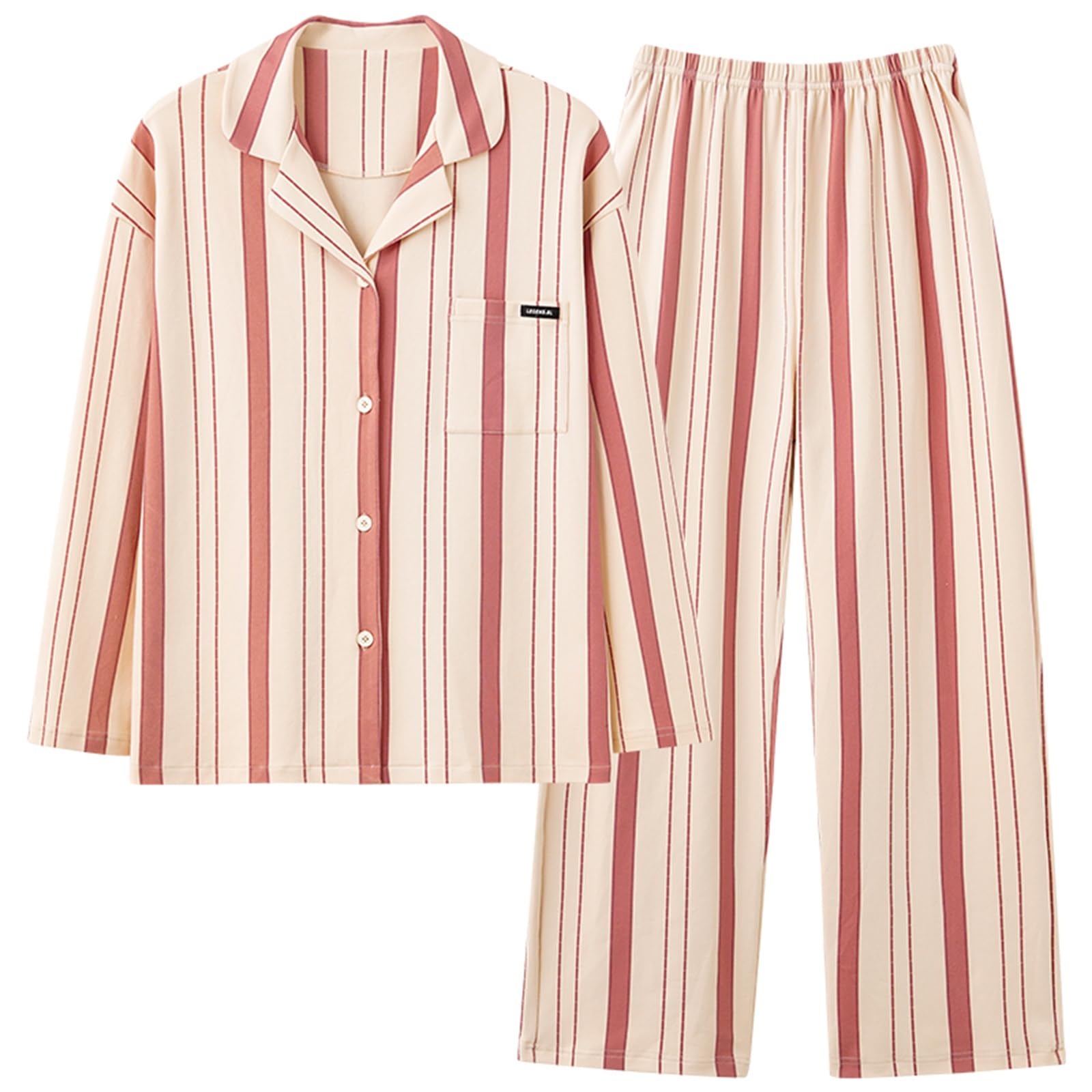 

Kyonuza Long Size Women s Pajamas, 100% Cotton, Skin-Friendly, Open-Front, Sleeves, Loungewear, Comfortable, Moisture-Wicking, Breathable, Cute, Soft,