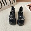 Fashion Women Platform Sandals French Retro Belt Buckle Open-toed Roman Sandal Women's Versatile Heightening Beach Shoes Sandalias Mujer