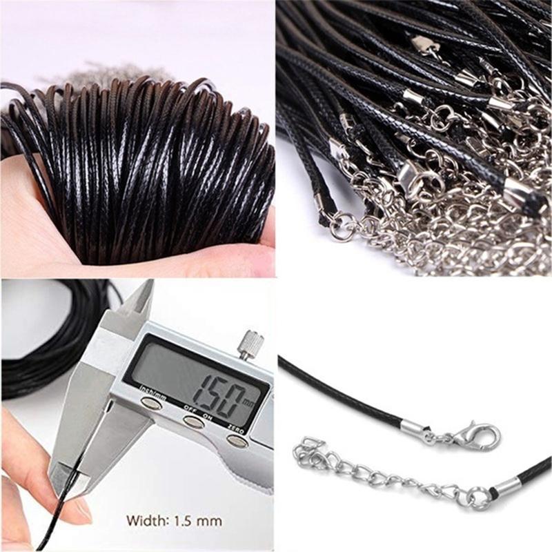 Waxed Leather Cord DIY Jewelry Shiny Thread String Strap Chain With Clasp Necklace Rope Jewelry Making Supplies Wholesale