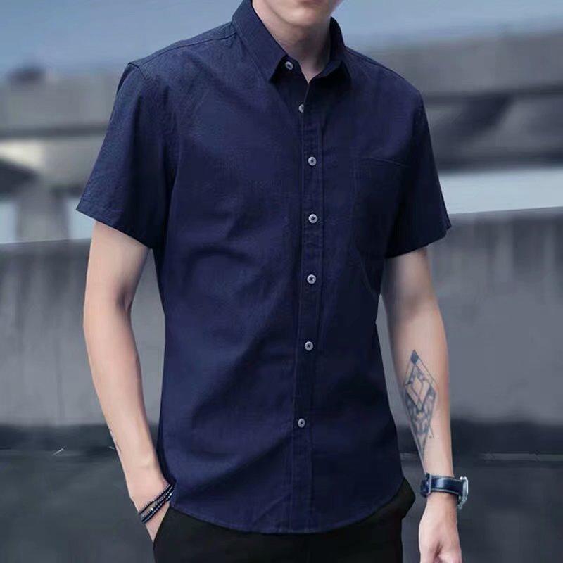 New Men's Long Sleeve Shirt Men's Oxford Spinning Casual Shirt, Men's Slim Korean Solid Color Shirt