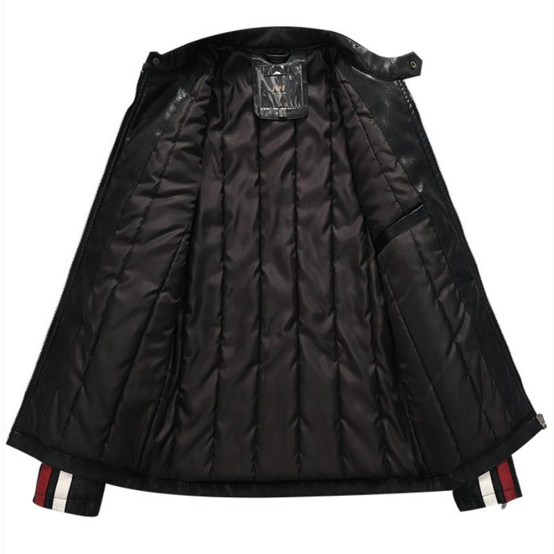 Autumn Winter Men Biker Leather Jacket Fashion Stand Collar Zipper Coat Casual Slim Windbreaker Motorcycle Faux Leather Jacket