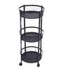 Carrito de Servicio Metálico Giratorio de 3 Niveles Multifuncional Plegable Redondo de Almacenamiento Carrito para Cocina