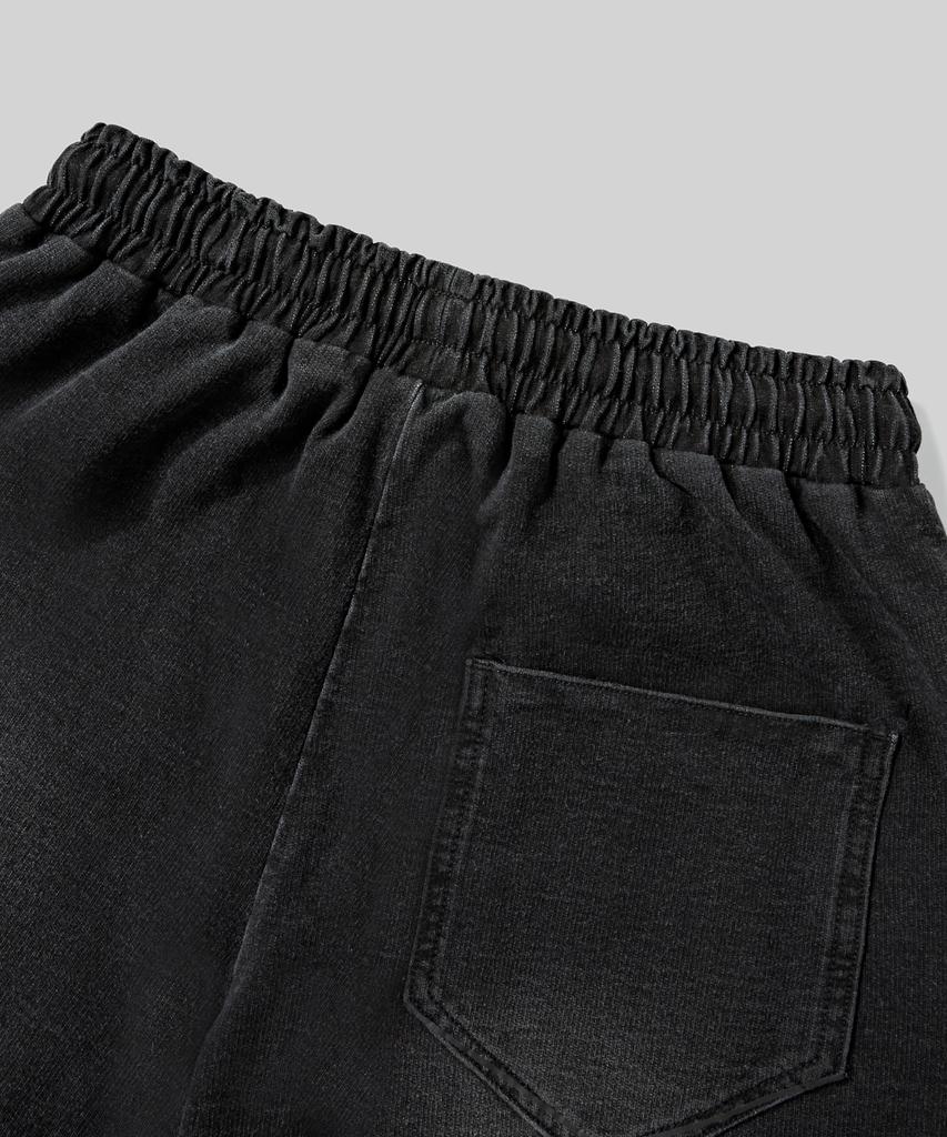 Beodeonteu Front Line Washed Wide Sweatpants [Black]