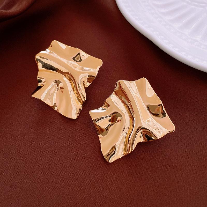 

Metal Irregular Square Geometric Stud Earrings for Women New Charm Classic Design Zircon Party Accessories золотий