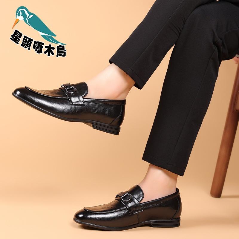 Doudou shoes men's soft leather 2025 new breathable British fashion versatile foot business leather shoes