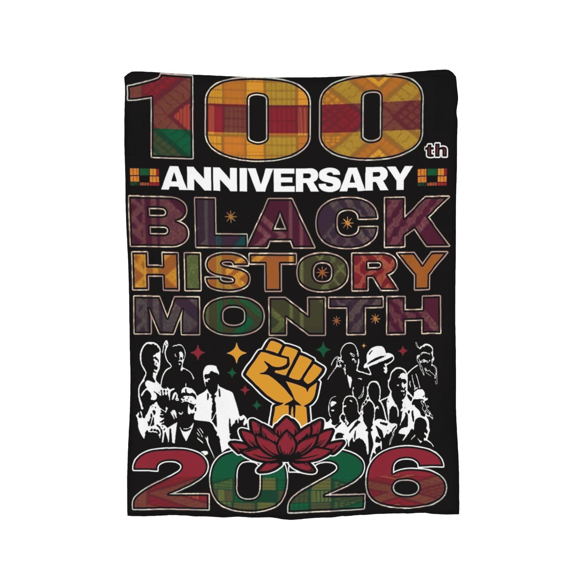 

Black History Month 2026, 100 Years Knitted Blanket Flannel Warm Throw Blankets for Car Sofa Couch Bedspread 75x90cm