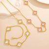 Fashion Lucky Clover Necklace Titanium Steel Necklace Sweater Chain Double-sided Necklace Accessories for Women