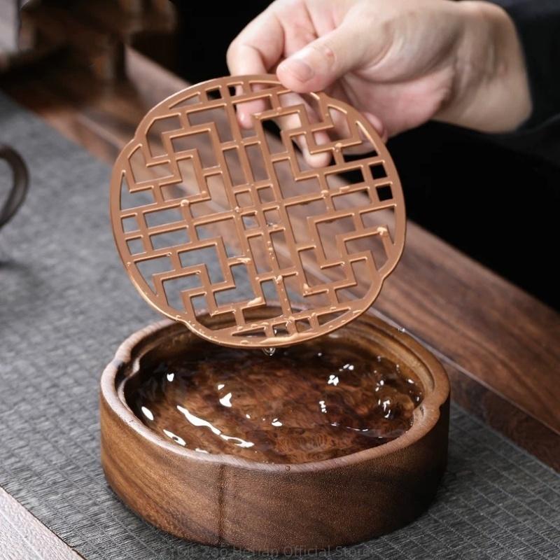 Mini Solid Wood Tea Tray Chinese Style Retro Water Storage Pot Holder Portable Outdoor Travel Small Dry Bubble Tea Table Durable