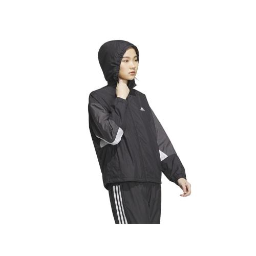 Adidas Jersey Top Color Block Loose Fit Windbreaker Jacket IEH78 Women's Black/Gray Five/White (IK9873) J/XL