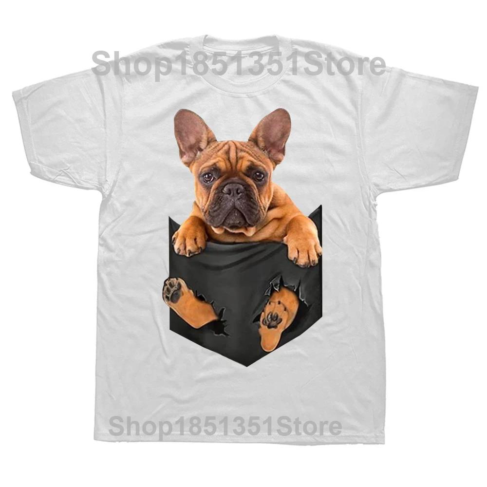 

French Bulldog In a Pocket Dog T Shirts Graphic Cotton Streetwear Short Sleeve Birthday Gifts Summer Style Tshirt Mens Clothing S