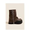 2026 New Autumn and Winter Thick Soled Height Increasing Brown Pants with Sponge Bottom Short Boots