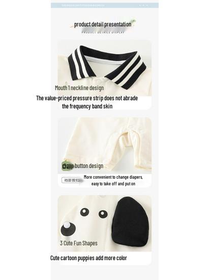 Summer Short Sleeve Baby Bodysuit with Puppy Cartoon Design - Newborn Boy Romper