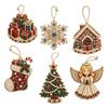 Seasonal Festive Hanging Decor 6 Pcs Christmas DIY Faux Pearl Painting Kit Ornaments, Rhinestone Art Party Decorative Supplies Tree Decoration
