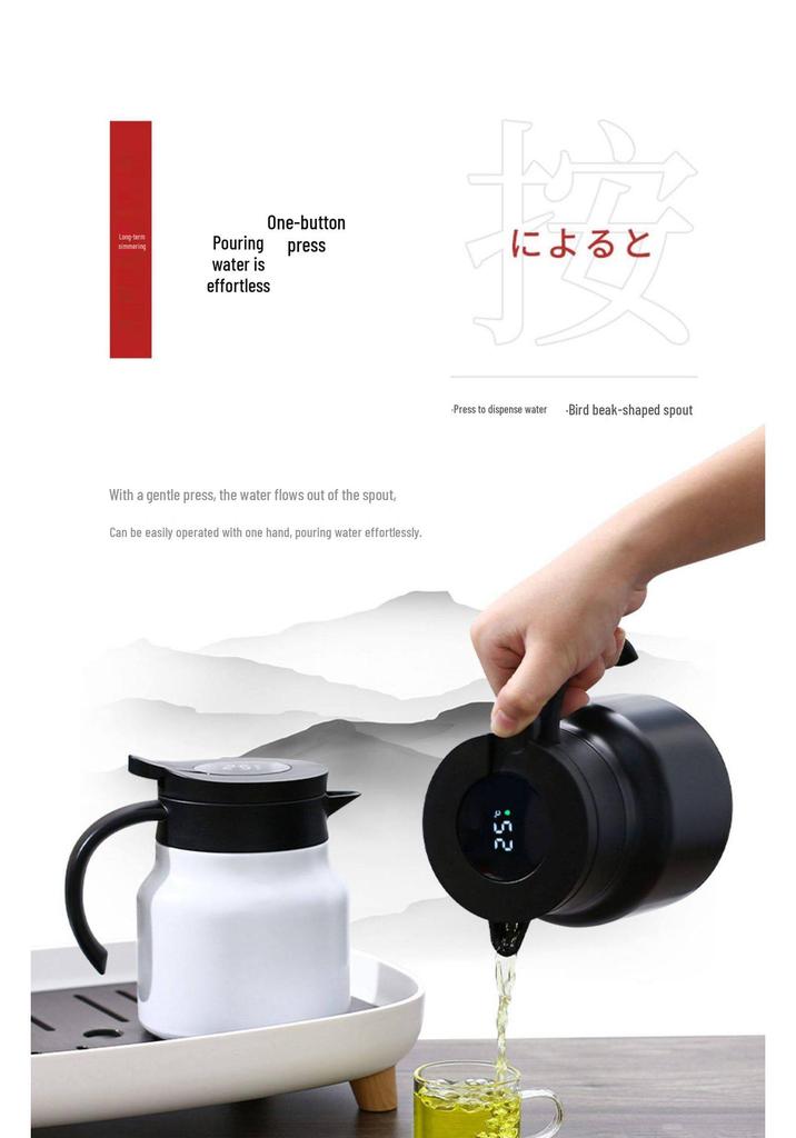 Large Stainless Steel Teapot for White Tea Brewing, Office Use, Insulated Thermos Flask