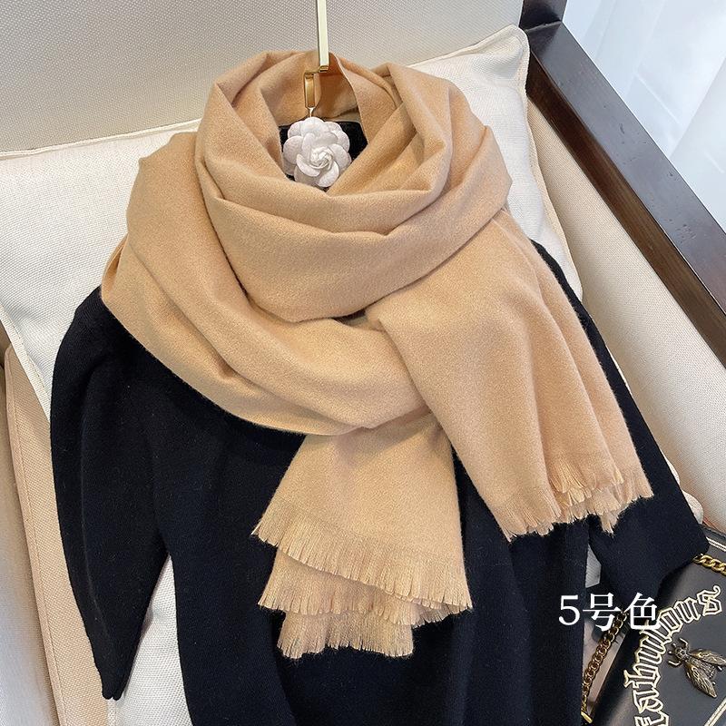 New Autumn And Winter Classic Solid Color Warm Scarf For Women, Fashionable Imitation Cashmere, Thickened Student Scarf, Dual-Use Shawl