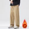 American retro pure cotton loose casual wide-leg pants men's drape straight solid color spring and autumn new mid-waist long pants