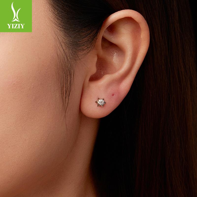 Personalized Hexagram Moissanite Stud Earrings Classic Star S925 Sterling Silver Threaded Stud Earrings