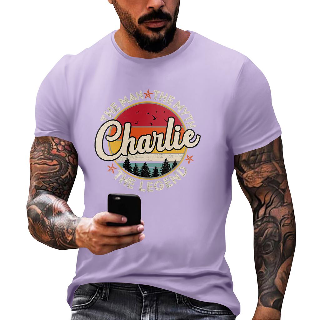 Fashionable Round Neck Short Sleeve Work Clothes Printed Tops For Mens Summer Tops