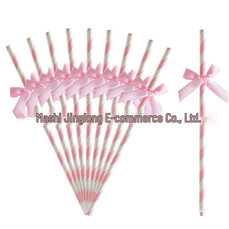 Disposable Paper Straw Bow for Children's Birthday Cupcake Decoration