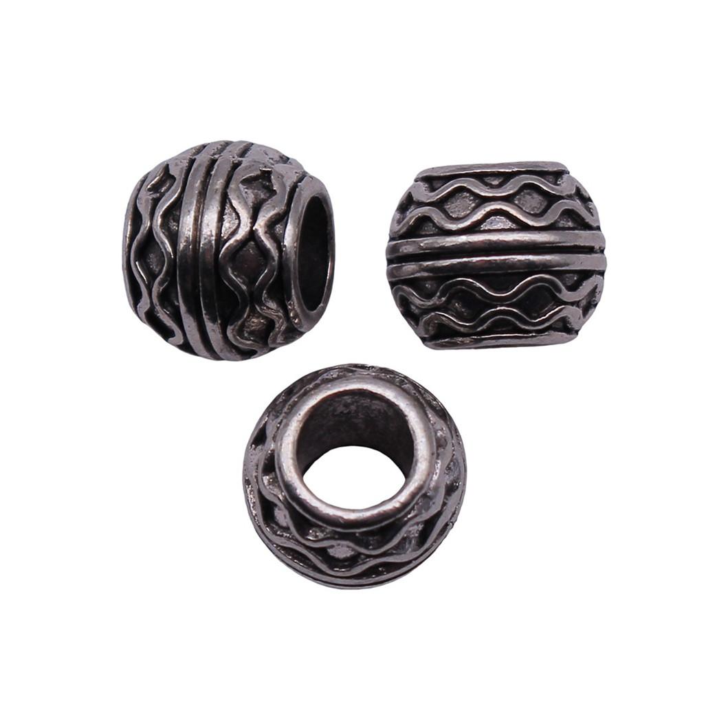 Vintage Floral Pattern Cylinder Beads Antique Style Large Hole Spacers For DIY