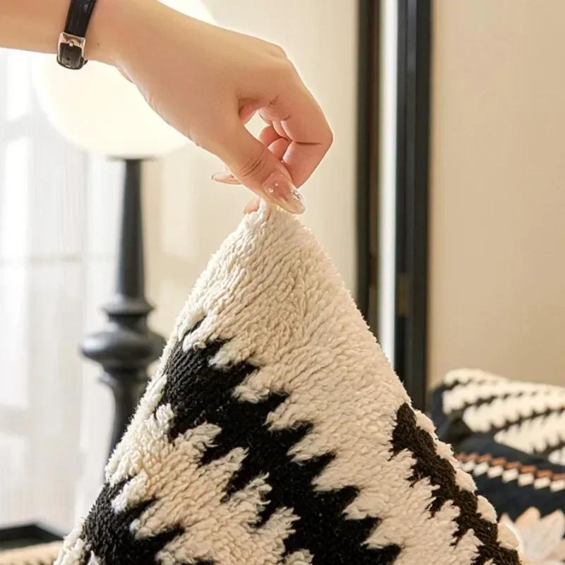 1pc Thicken Plush Sofa Cushion Mat Anti-cat Scratch Sofa Slipcover Universal Non-Slip L Shaped Couch Towel for Living Room Home