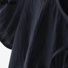 VONDA Summer Women Lace-up V Neck Puff Sleeve Ruffled Casual Blouse