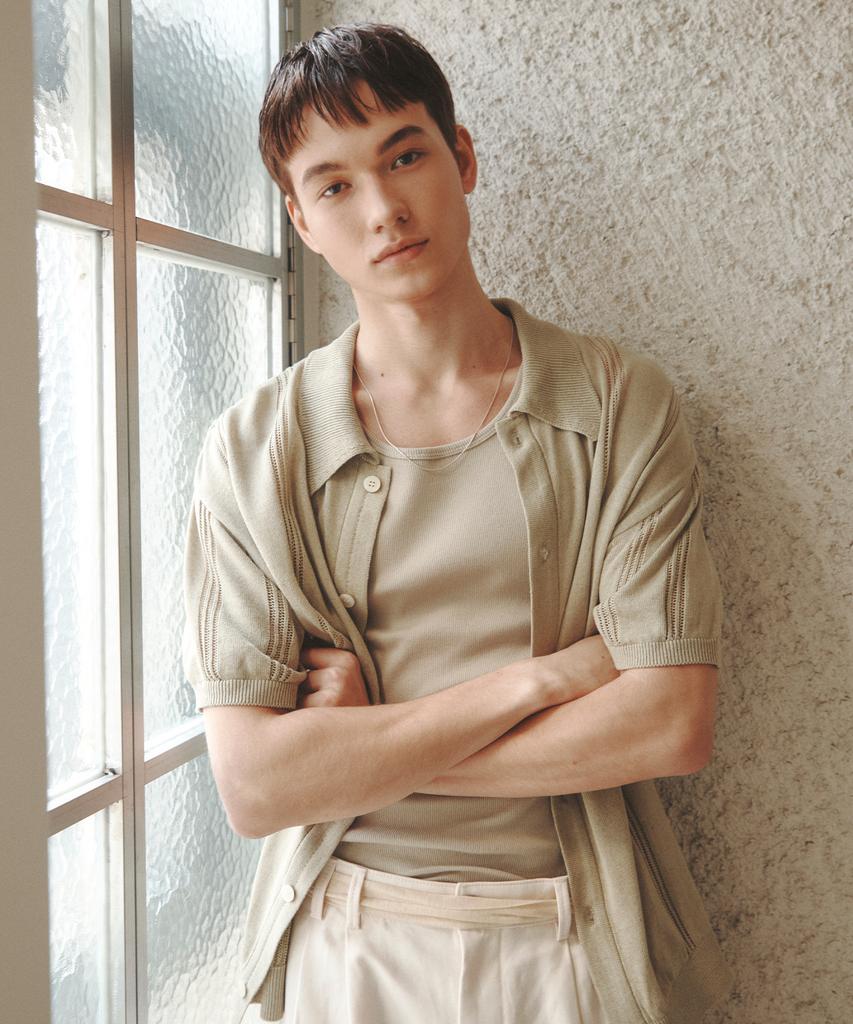 KNITTED Linen Sci-Fi Knit Shirt Sage Green