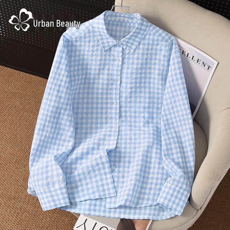 Women s Versatile Plaid Long-Sleeve Shirt L
