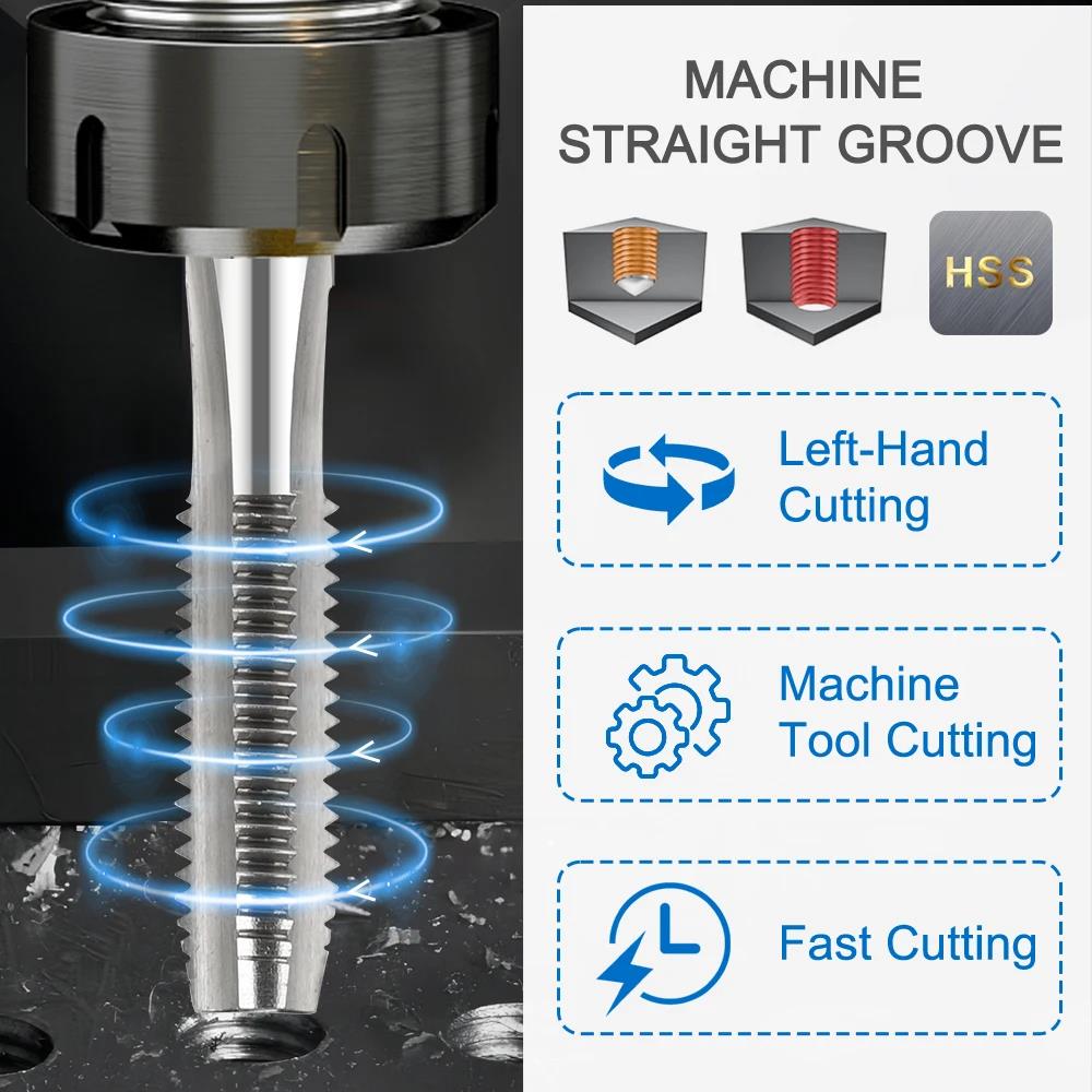 SLUGB Thread Tap M2-M20 Metric Left Hand Machine Tap HSS Steel Screw Machine Plug Tap Drill Metal Threading Tapping Tools Thread Lock3