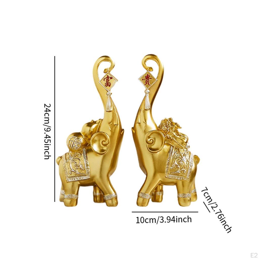 1 Paar Elefantenstatuen Tischornament Heim Fengshui Dekor 3,9x2,7x9,4 Zoll Handwerk Resin für