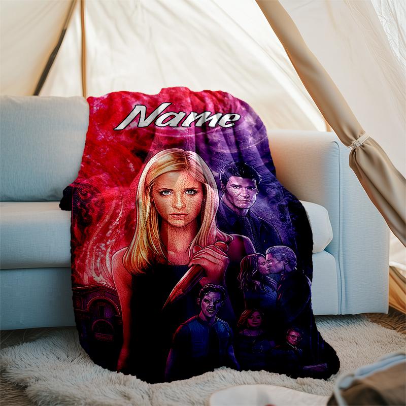 Personalized Custom Name Blanket - Buffy the Vampire Slayer Print Design,Blanket for Sofa,Bed,Travel,Camping - Soft and Warm, Great Gift