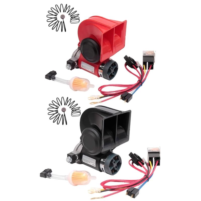 Electrical Loud Air Horn with Easy DIY Setup in Minutes, Waterproof ABS and Alloy Material for 500 Meter Warning Signals