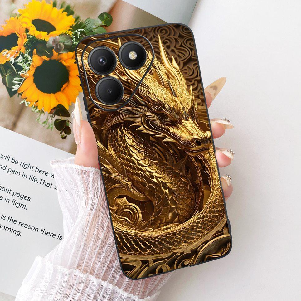 Casing For Tecno Pova 7 4G 5G LJ6 LJ7 Phone Case Pova 7 Pro Pova7 Ultra Cases Cute Cartoon Animals Dragon Lion Soft Black Cover