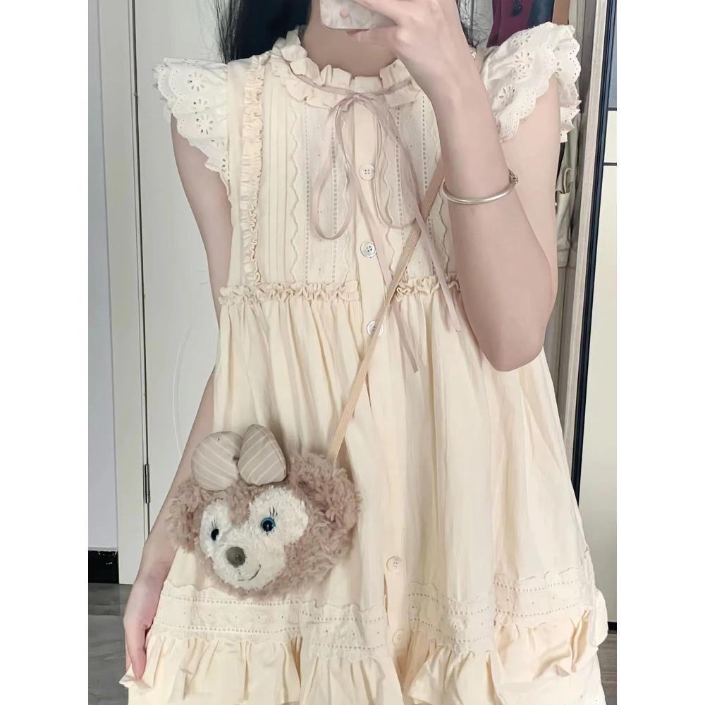 Sweet Little Flying Sleeve Dress Temperament New Women's Summer Small Fugitive Princess Chic Puffy Short Dress