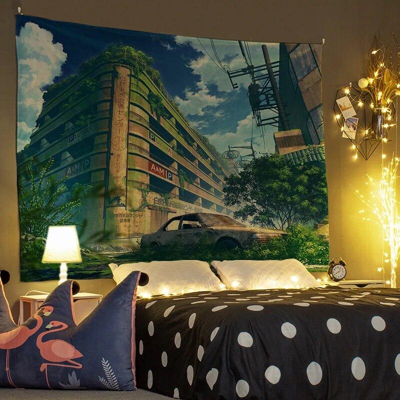 Cartoon-Wandteppich, Wanddekoration, Inneneinrichtung, Szene, Kunst, hängender Hintergrundstoff