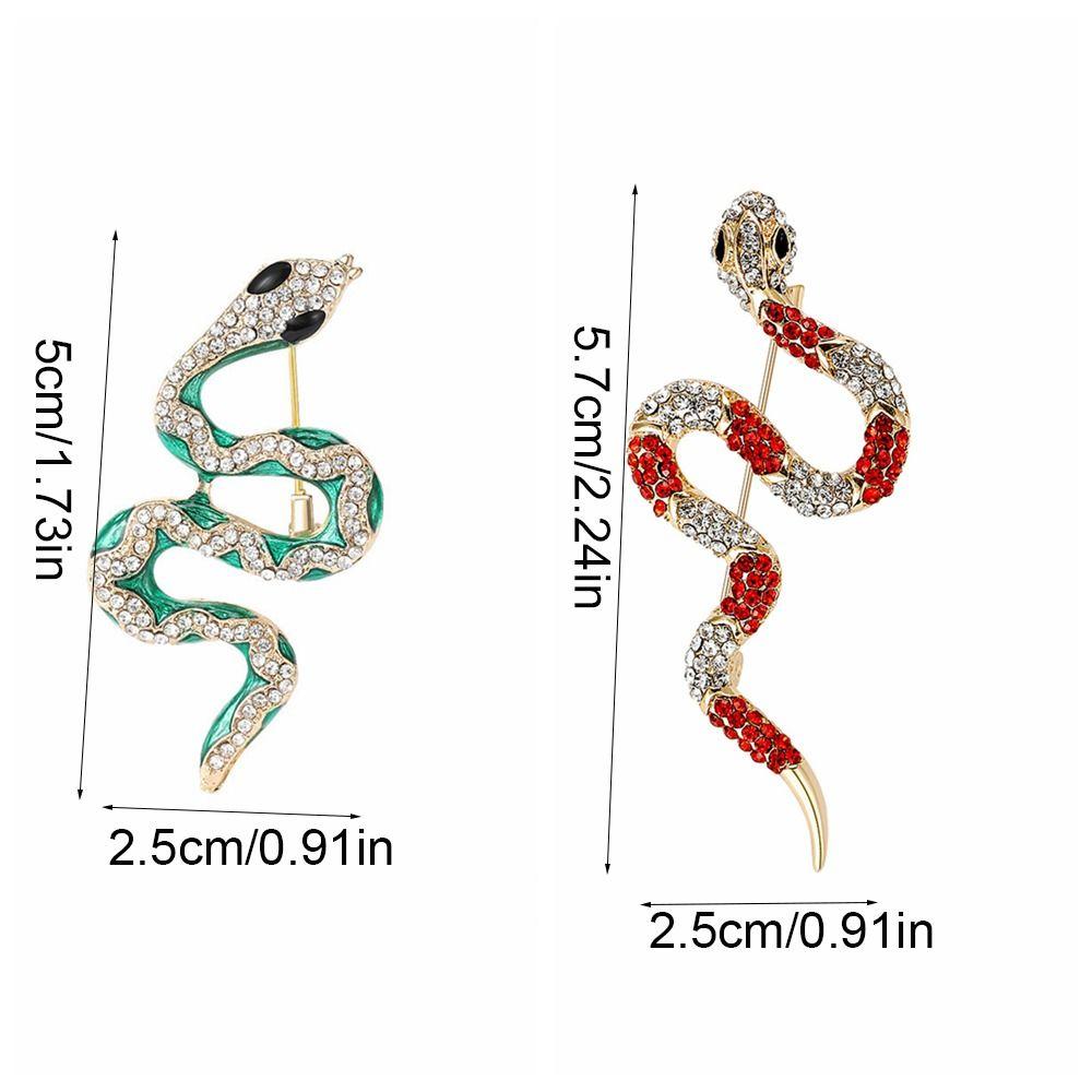 Sparkling Rhinestone Collar Pins Animal Snake Lapel Pin Creative Zodiac Snake Brooch  Office