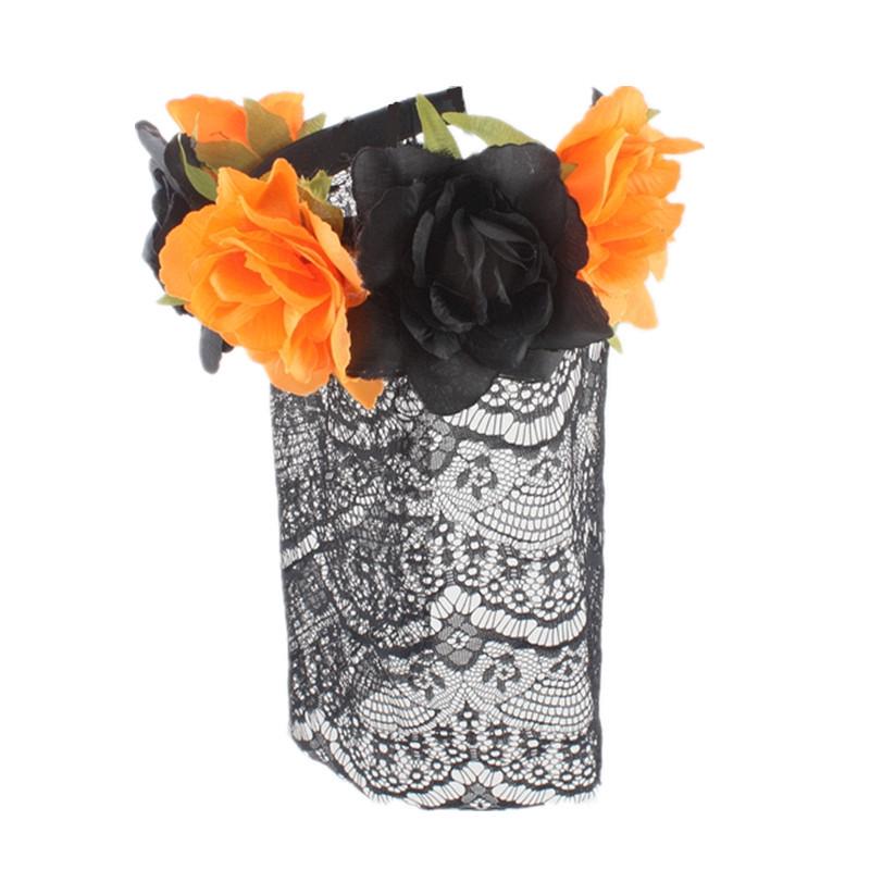 

2018 Повязка на голову с розовыми цветами и черной кружевной вуалью для рождественской вечеринки, аксессуар для волос