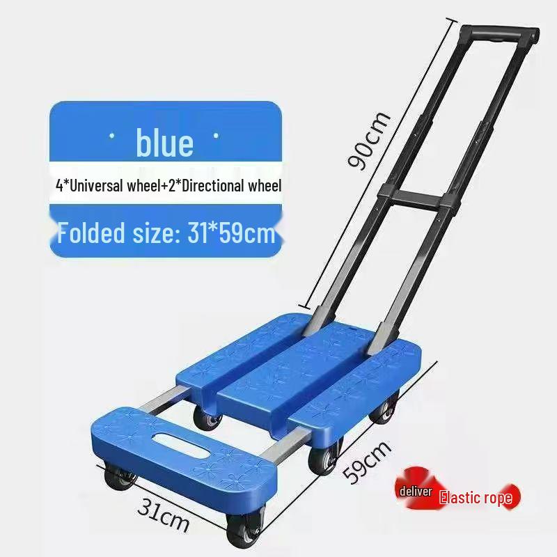 Foldable Retractable Trolley: Portable Cart for Household, Shopping, or Luggage