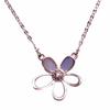 Schlichtheit Weißer Emaille Blume Halskette für Damen Mode Anhänger Kupferplattiertes Roségold Schlüsselbeinkette Zirkon