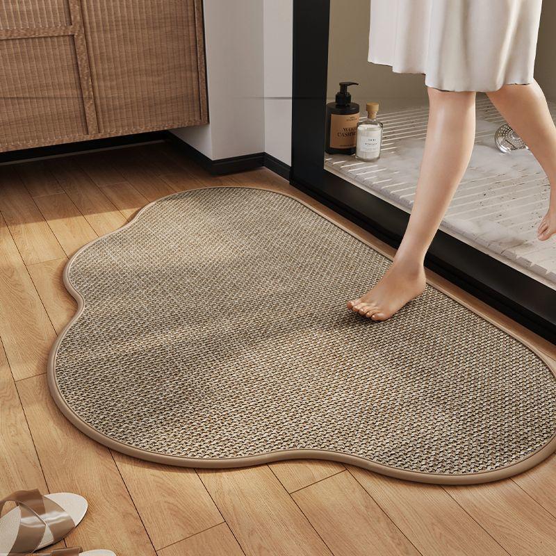 Faux Linen Door Mats Entrance Doormat Rubber Bottom Non Slip Water Absorbent Bathroom Carpet Cloud Shape Rugs Hallway Floor Mats